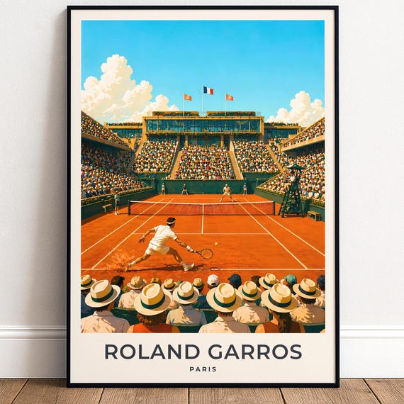 Roland Garros Tennis Poster, Paris Clay Court