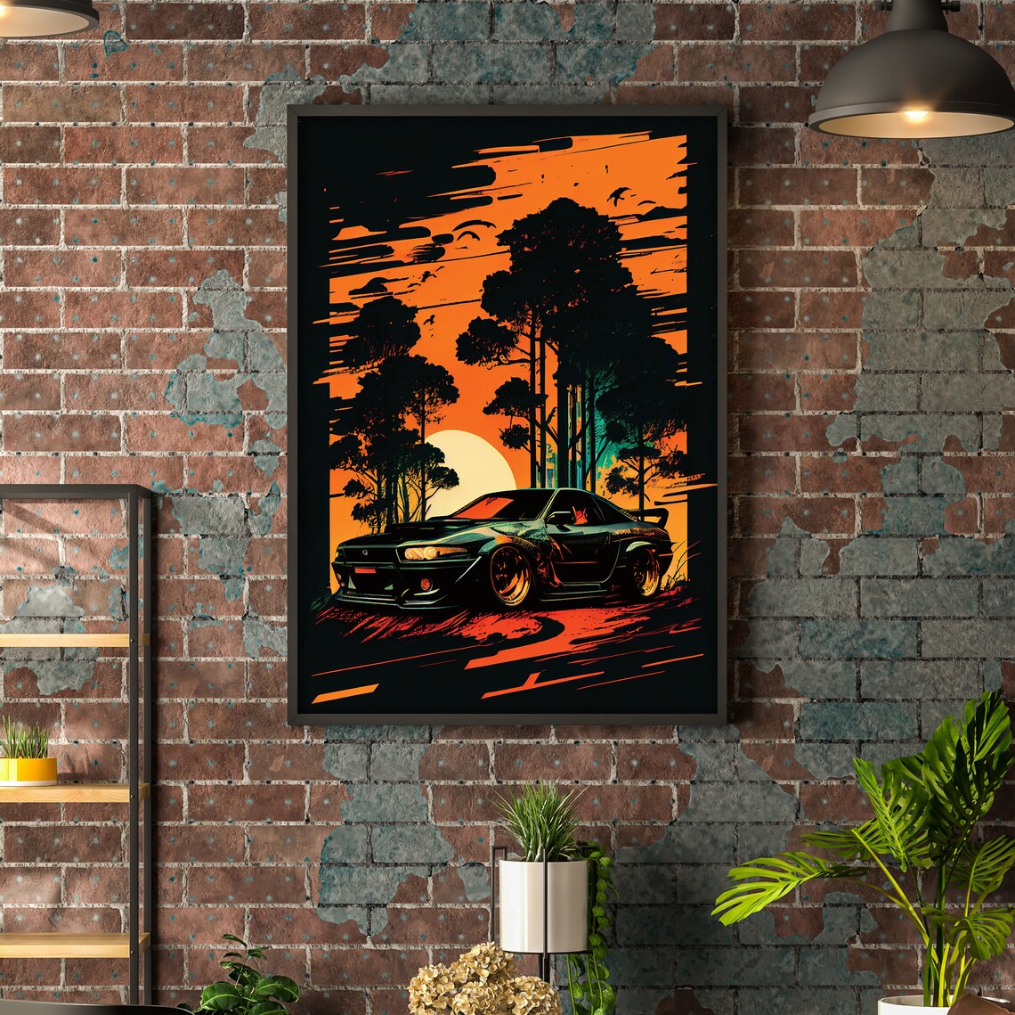 JDM Japanese Sports Car Sunset Pine Forest Vintage Automotive Poster - Image 3