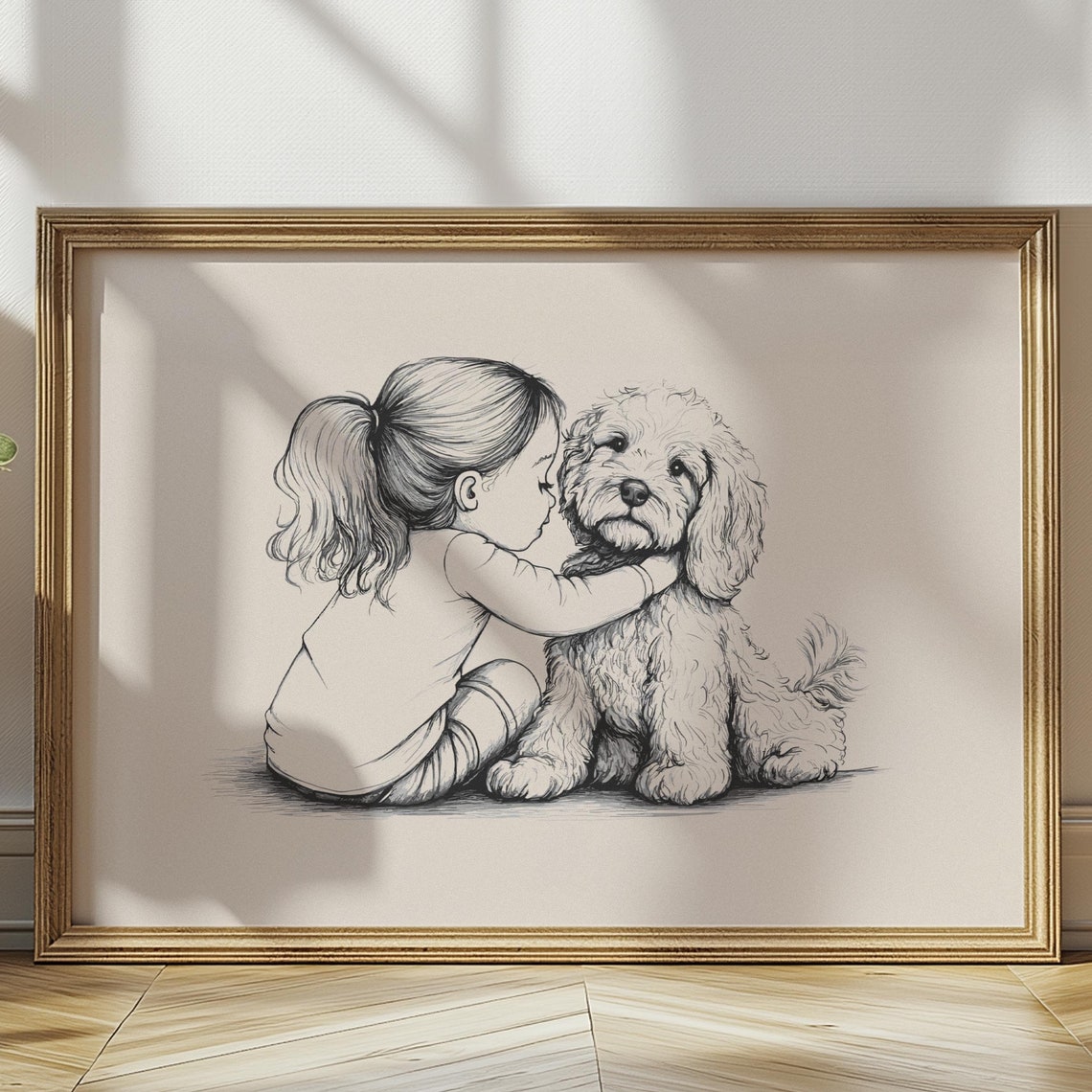 Girl Nursery Decor Dog Vintage Print Goldendoodle Sketch Puppy Nursery Art Country Wall Decor Neutral Dog Drawing Dog Wall Art Poster