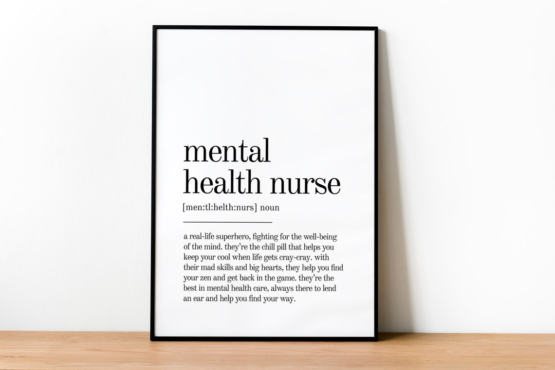 Mental Health Nurse Definition Superhero Typography Gift Poster - Image 2