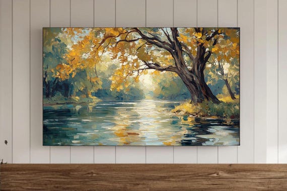 A Quiet Bend In The River Frame Tv Wall Art Samsung Impasto Impressionism Landscape Artwork Screensaver