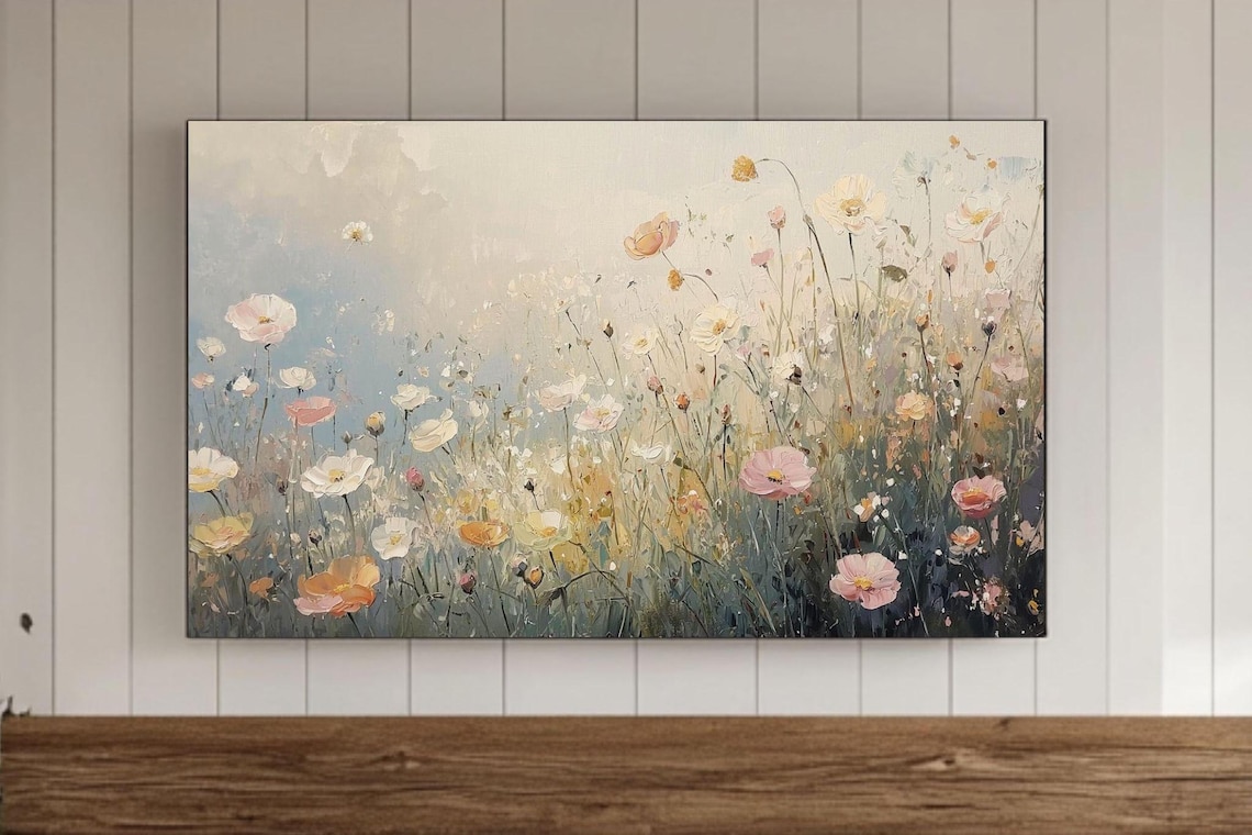 Summer Wildflowers Frame Tv Wall Art Field Of Flowers Samsung Screensaver Spring Country Farmhouse Cottage Vintage Style Background