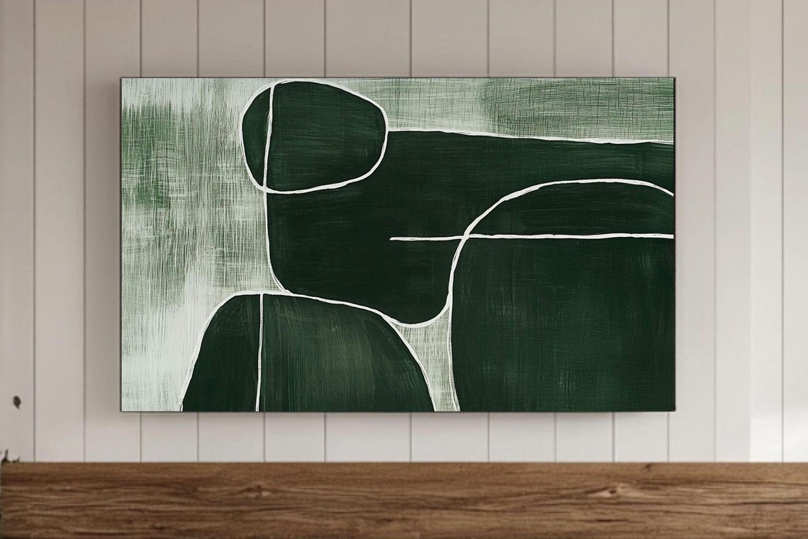 Abstract Green Organic Shapes Modern Wabi Sabi Style Art Poster