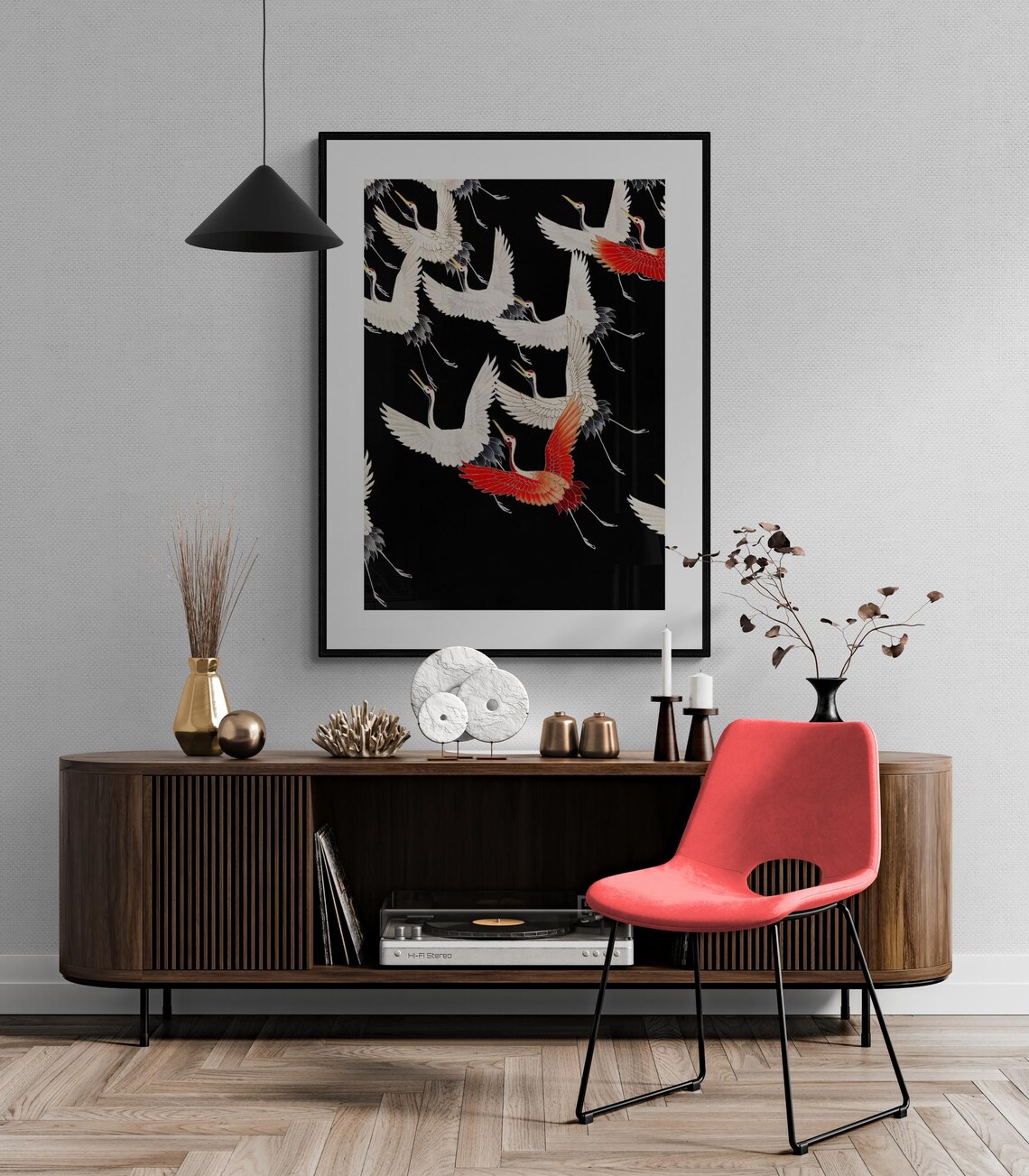 Japanese Flying Cranes - Vintage Kimono Print - Image 4