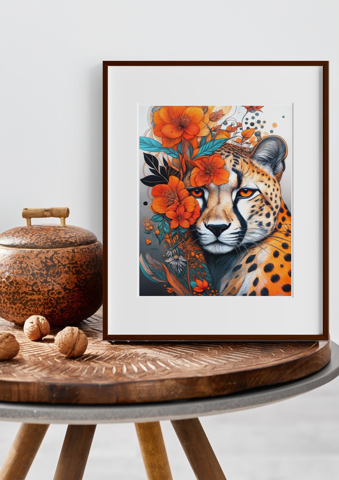 Cheetah With Flowers, Boho Floral Animal Print - Image 3