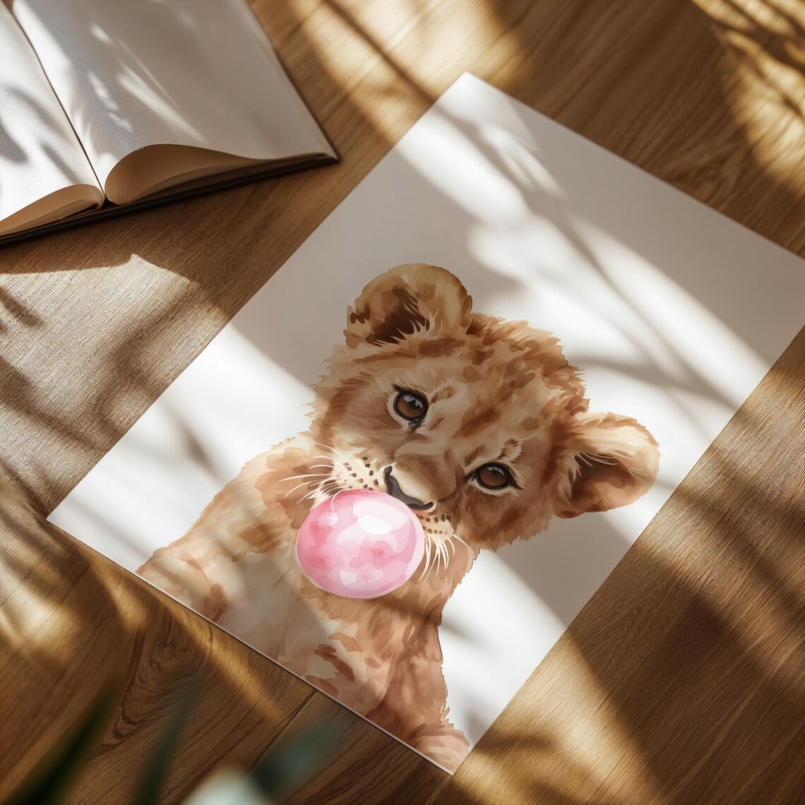 Lion Cub Bubblegum, Cute Safari Nursery Decor - Image 3