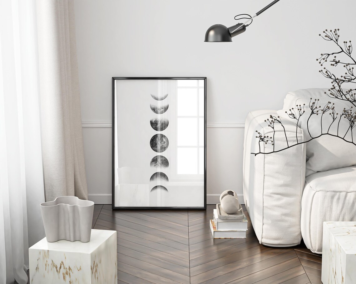 Moon Phase Wall Art, Minimalist Watercolor Art Print - Image 4