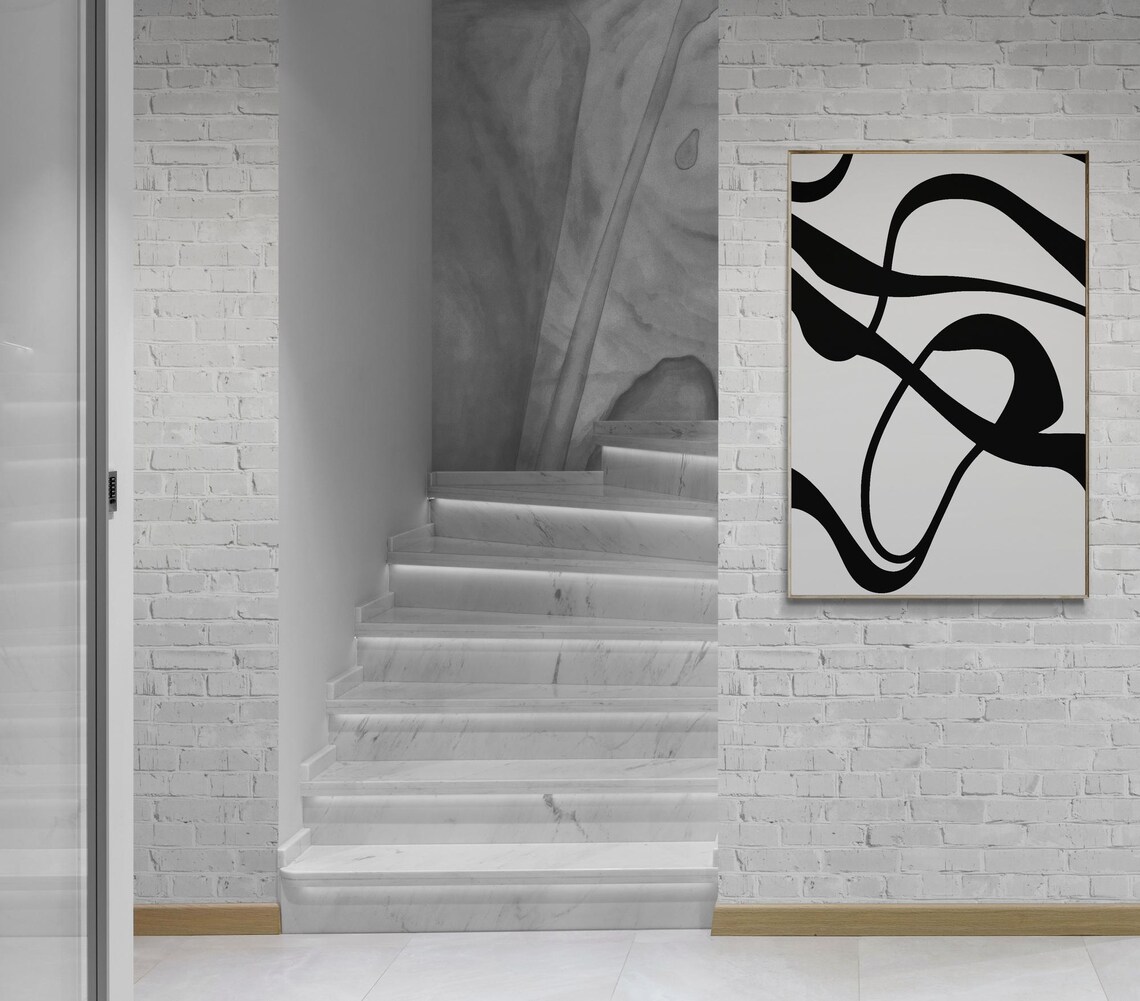 Minimalist Abstract Line Art, Modern Home Office Decor - Image 2