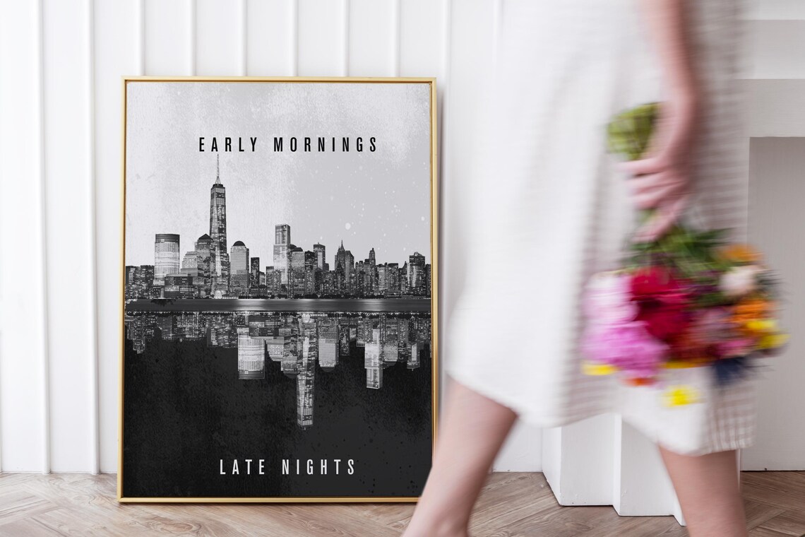 New York Skyline, Urban Minimalist Modern Abstract - Image 3