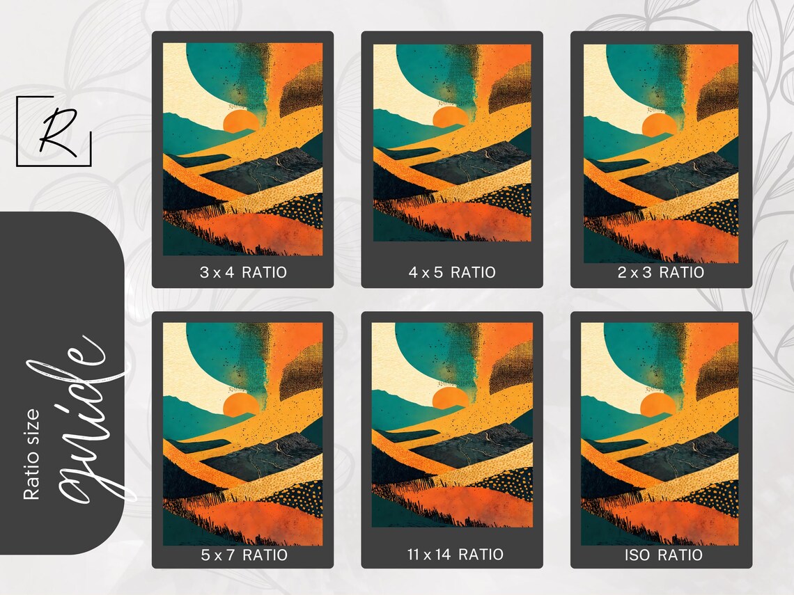 Abstract Landscape Modern Sunset, Minimalist Geometric Art - Image 2