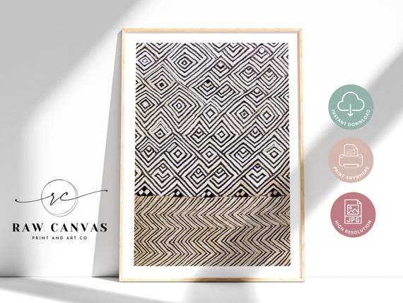 Kuba Textile African Geometric Art Print
