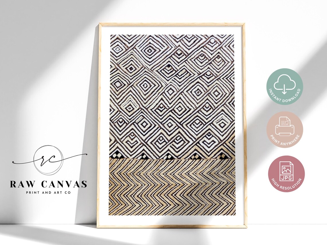 Kuba Textile African Geometric Art Print