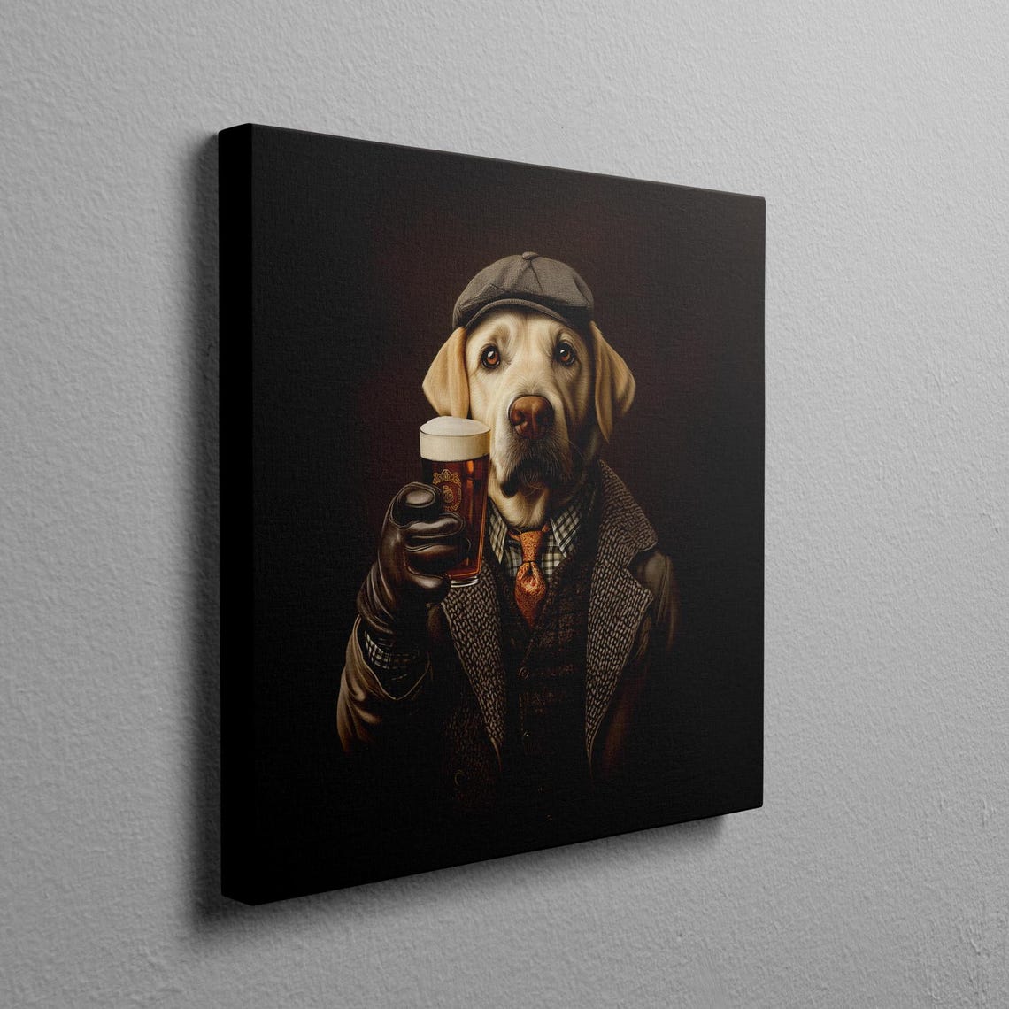 Yellow Lab Art Bar Decor Art Yellow Lab Gifts Dog Painting Man Cave Art Funny Dog Art Print Dog Bar Wall Art Brown Wall Art - Image 2