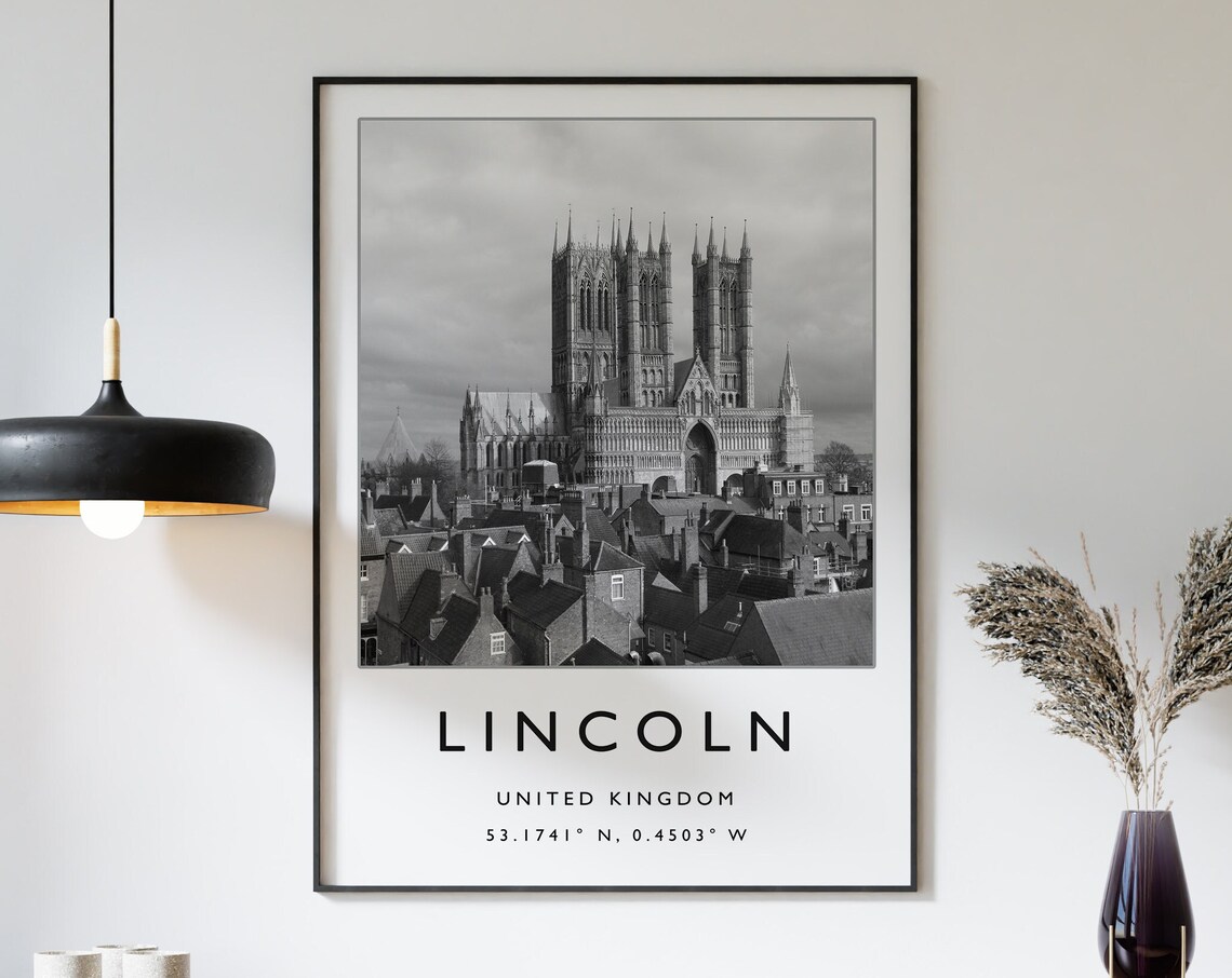 Lincoln Travel Poster, English City Travel Print