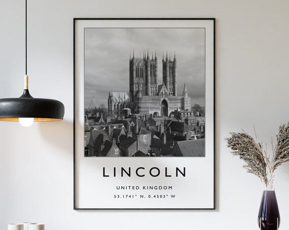 Lincoln Travel Poster, English City Travel Print
