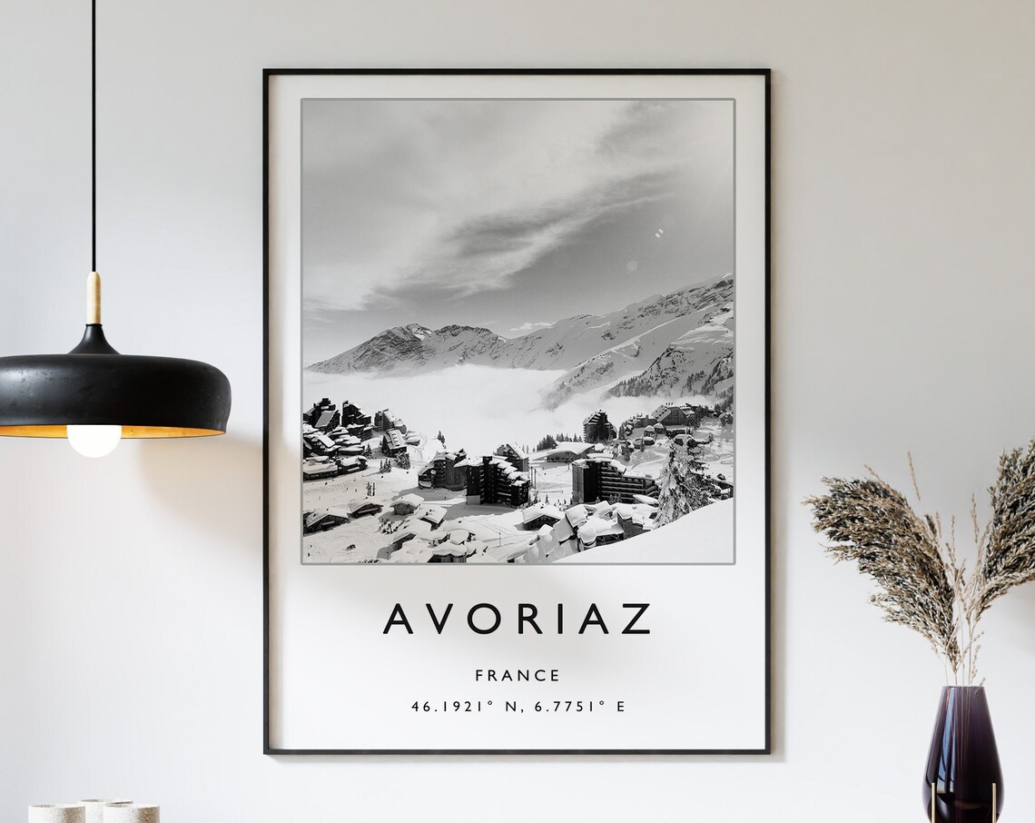 Avoriaz France Skiing Travel Poster, Winter Sport Art