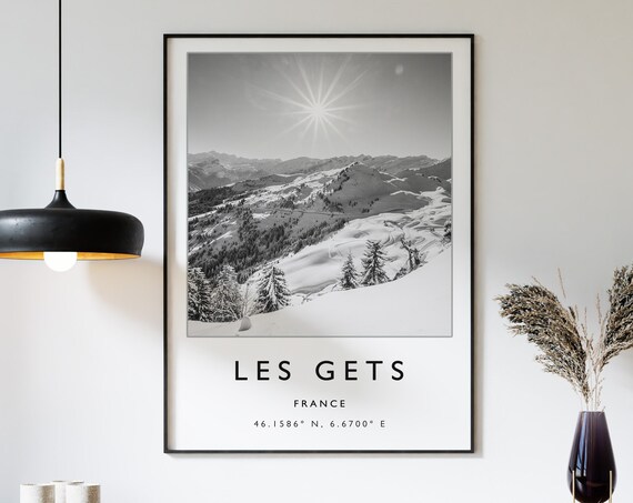 Les Gets France Snowy Ski Slopes Black And White Photography Poster