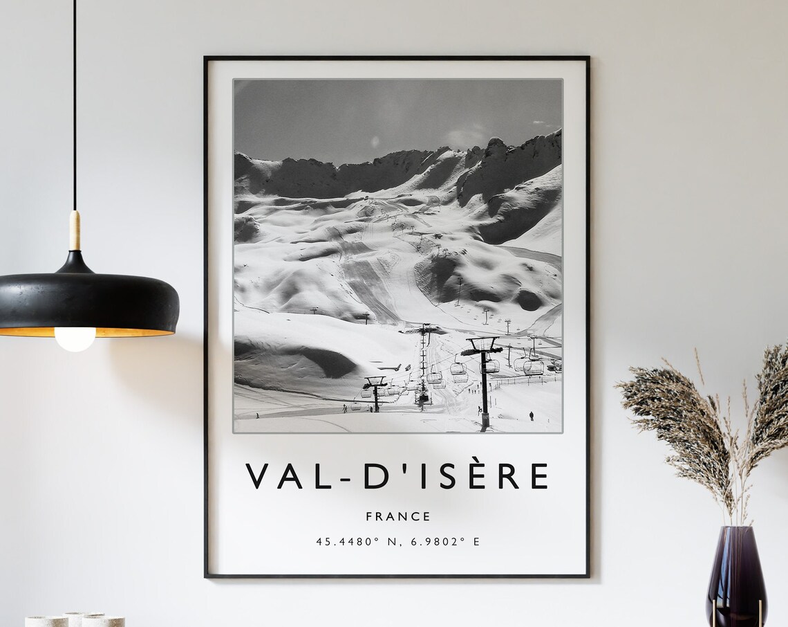 Val Disere Skiing Travel Poster, France Travel Print