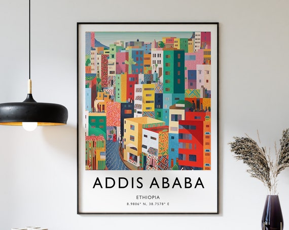 Addis Ababa Travel Poster Addis Ababa Travel Print Ethiopia Travel Art Travel Poster Colourful Travel Decor Travel Gift A1a2a3a4
