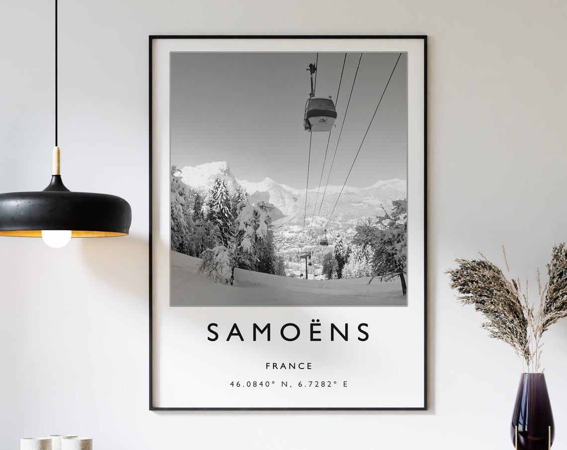 Skiing Travel Poster Samoens France Ski Print France Travel Print Skiing Art Skiing Print Winter Sport Art Ski Gift A1a2a3a4