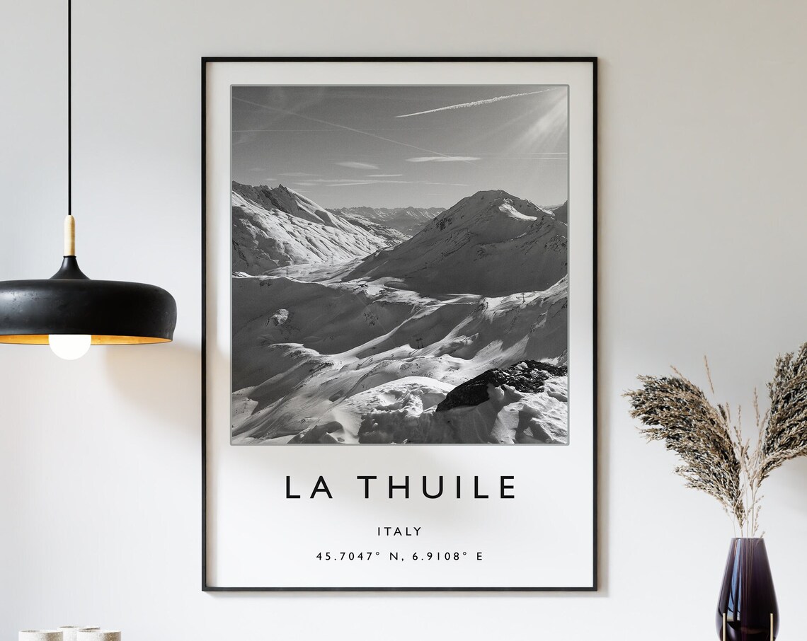 La Thuile Italy Snowy Alpine Peaks Ski Resort Photography Poster