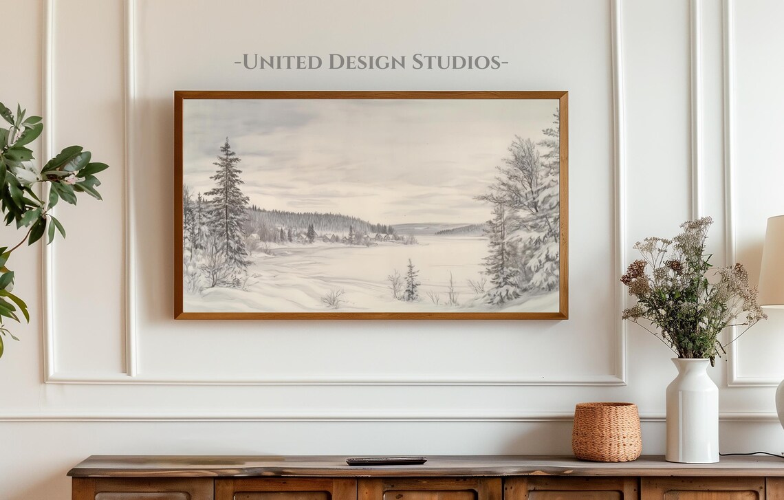 Winter Snow Landscape Art Print, Holiday Decor - Image 3