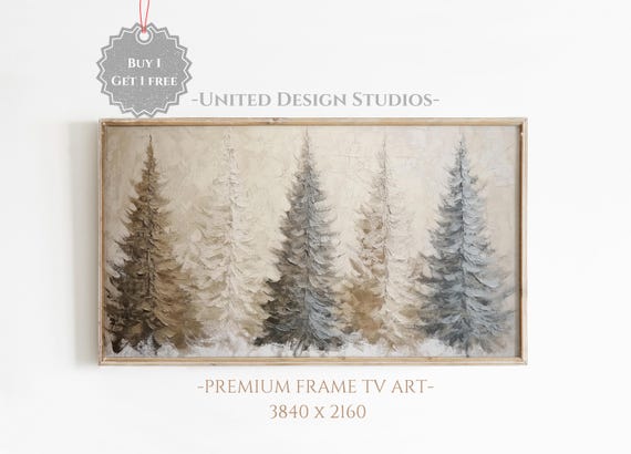 Neutral Christmas Tree Art Print, Farmhouse Winter