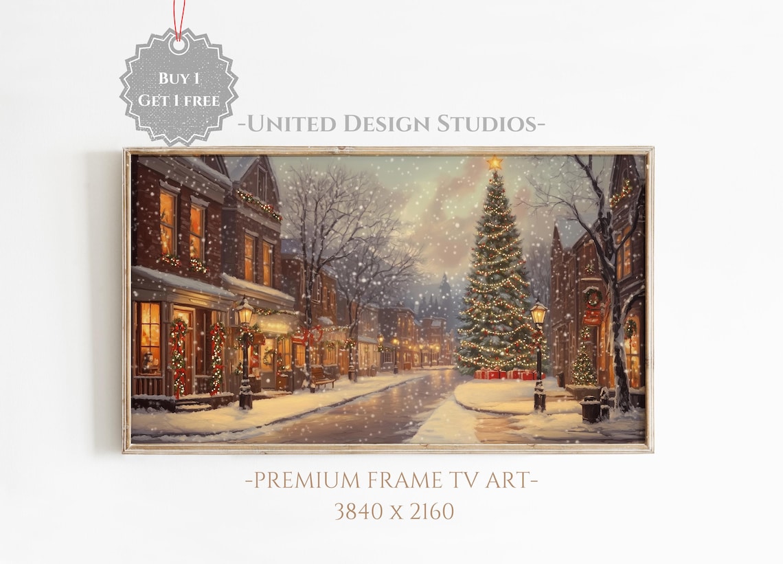 Christmas Village Winter Art Print, Holiday Decor