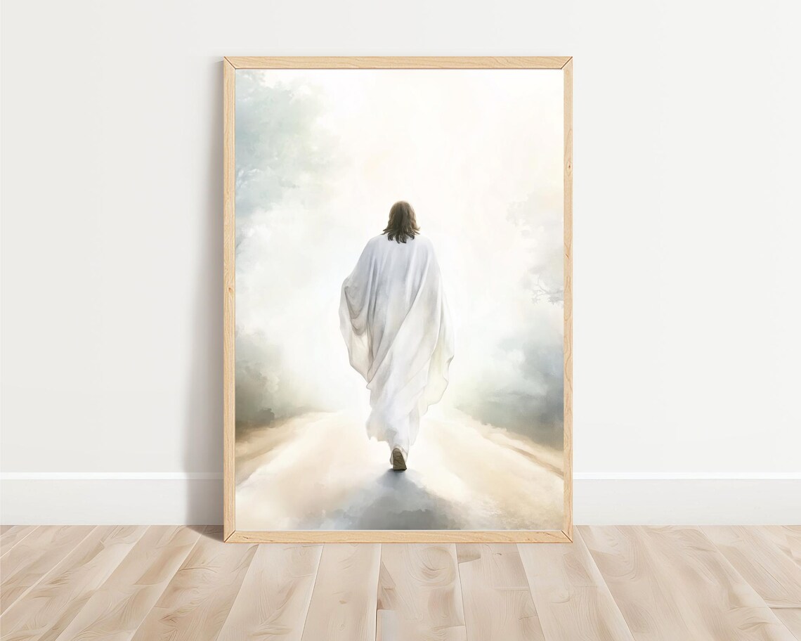 Jesus Christ Walking Into Light Watercolor Christian Frame TV Art Poster - Image 4