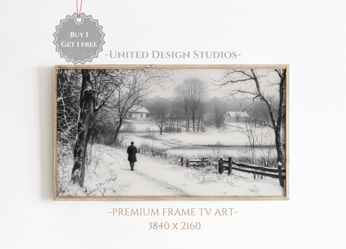 Winter Frame Tv Art Painting Of Winter Forest Lake Landscape Frame Tv Art Farmhouse Winter Landscape Art For Tv Christmas Frame Tv Art