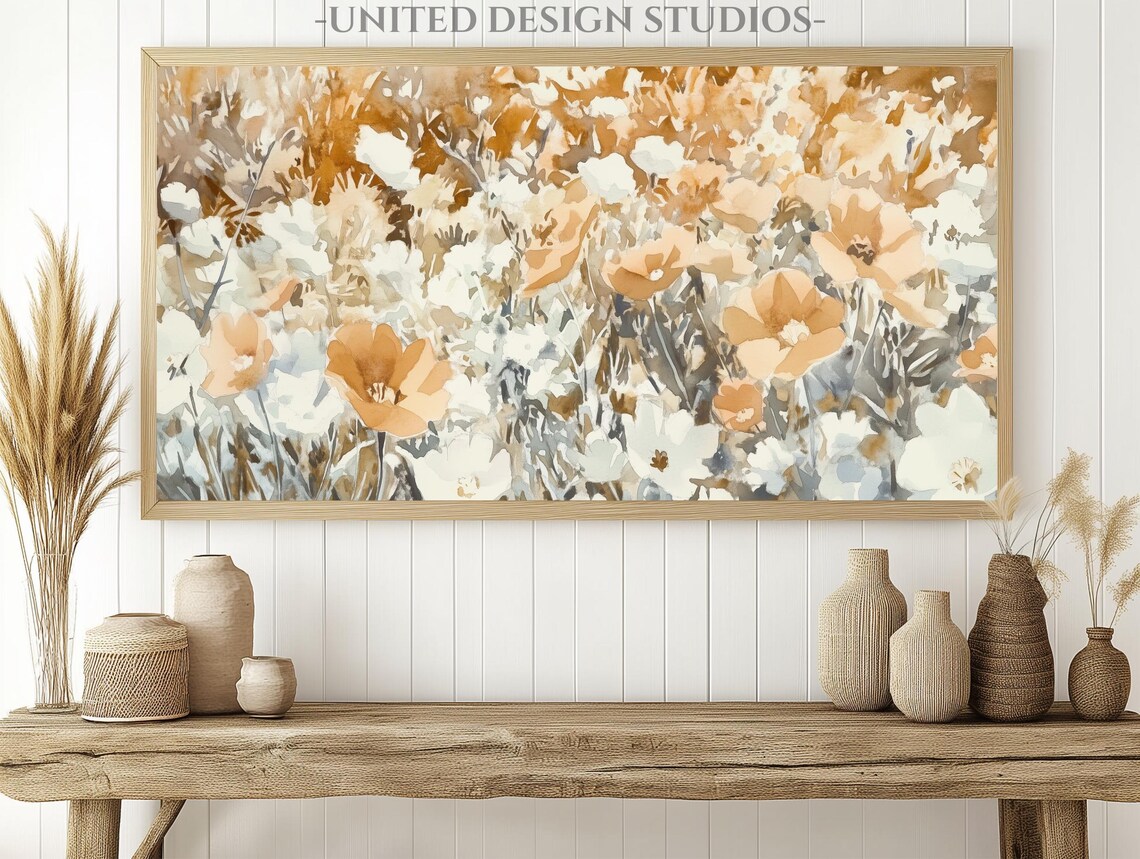 Fall Wildflowers Orange Gold Watercolor Painting Farmhouse Art Print - Image 2
