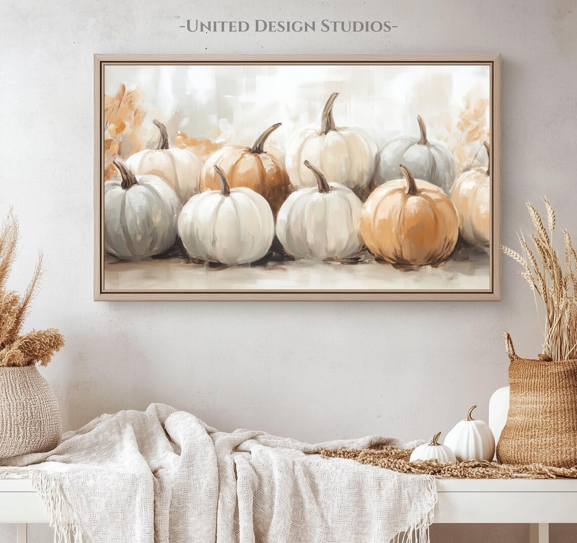 Autumn Light Pumpkin Art Print, Muted Halloween Decor - Image 4