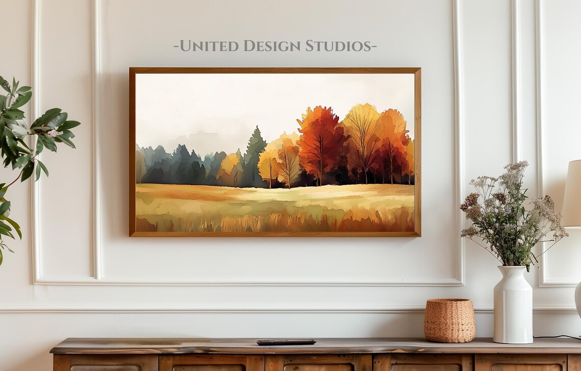 Autumn Landscape Watercolor Art Print, Fall Foliage - Image 3