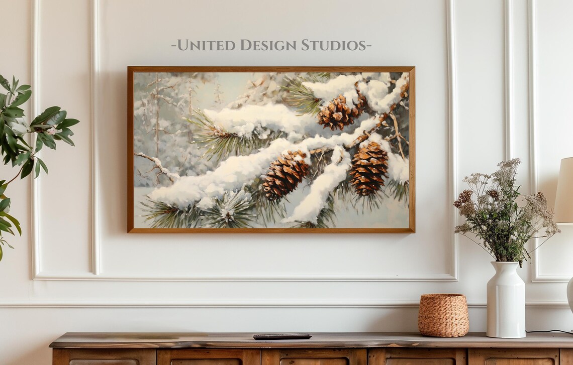 Winter Christmas Tree Pinecone Art Print - Image 3