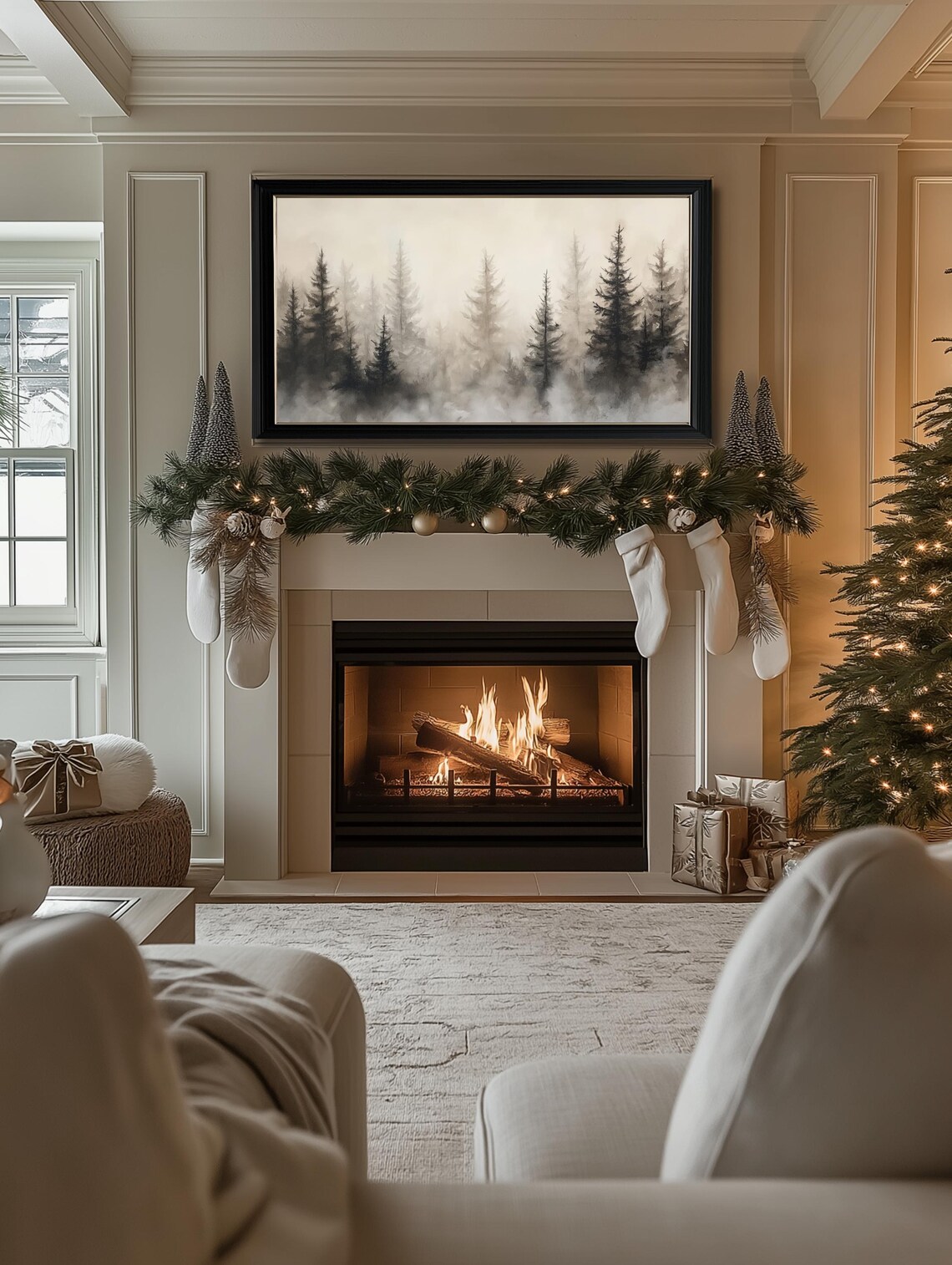 Winter Forest Landscape Art Print, Rustic Neutral - Image 2