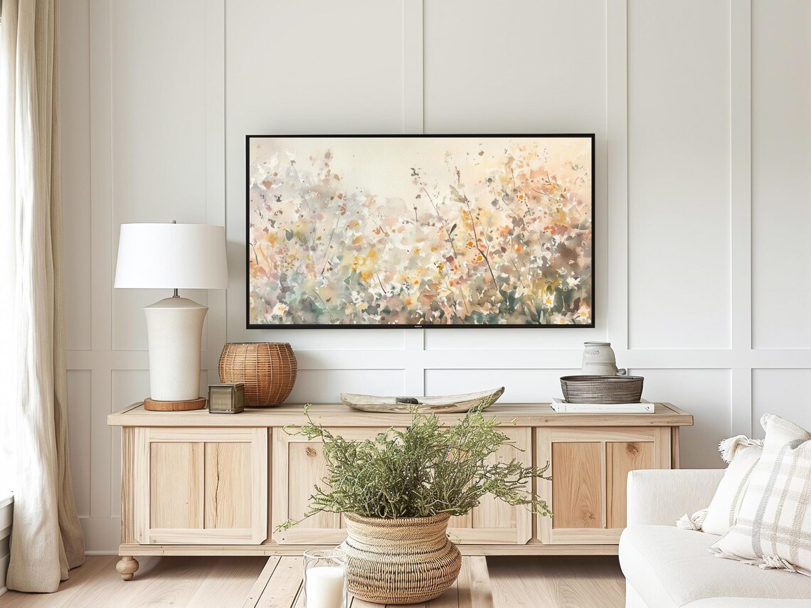 Abstract Wildflower Meadow Watercolor Daisy Field Frame TV Art Poster - Image 4