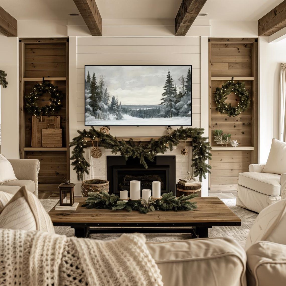 Winter Frame Tv Art Snowy Forest Painting Winter Landscape Tv Art Winter Farmhouse Tv Art Frame Tv Art Christmas - Image 4