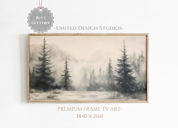 Winter Forest Landscape Art Print, Rustic Holiday Mood