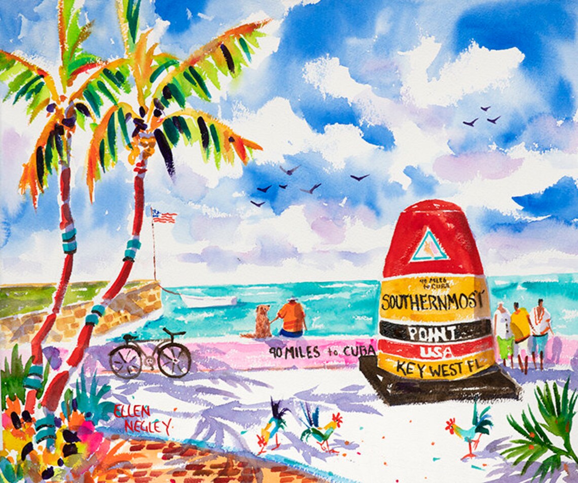 Southernmost Point Key West Chicken Art Print - Image 3