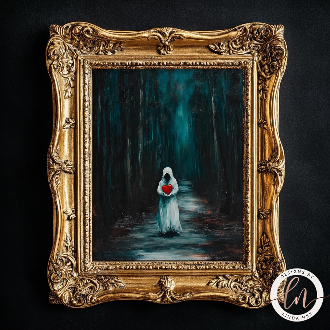 Ghost Holding a Heart, Gothic Vintage Poster Print - Image 2