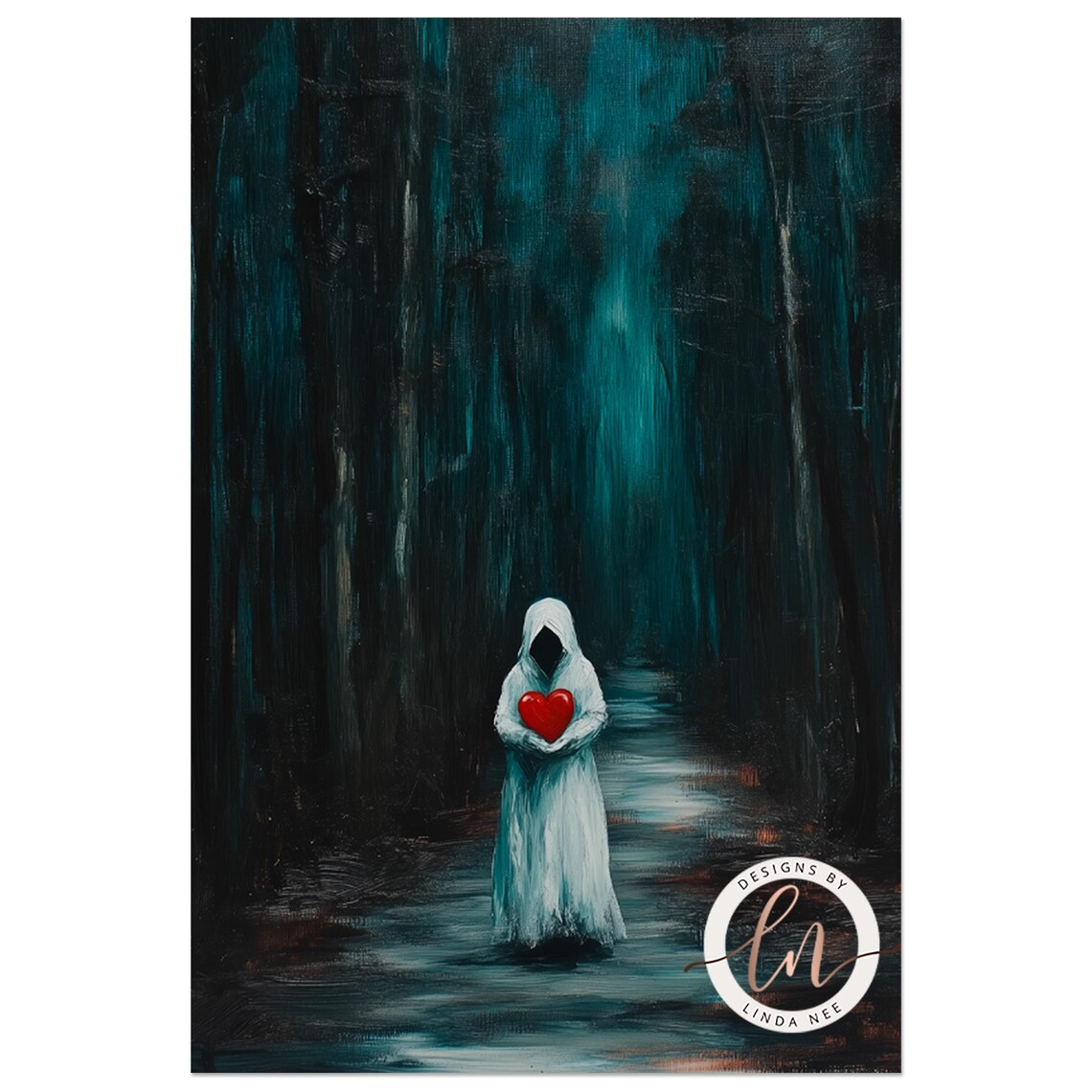 Ghost Holding a Heart, Gothic Vintage Poster Print - Image 3