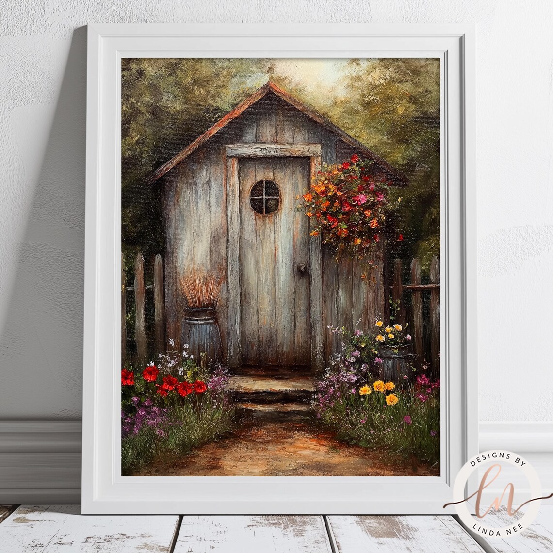 Rustic Garden Shed Painting, Farmhouse Cottagecore Art Print - Image 3