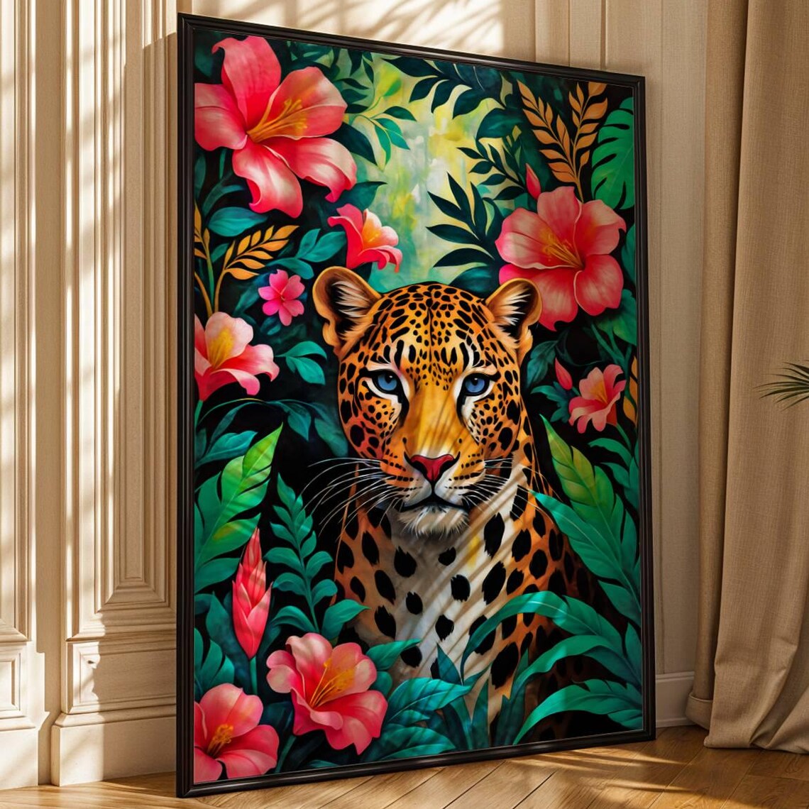 Leopard Jungle Botanical Art, Boho Wildlife Print - Image 4