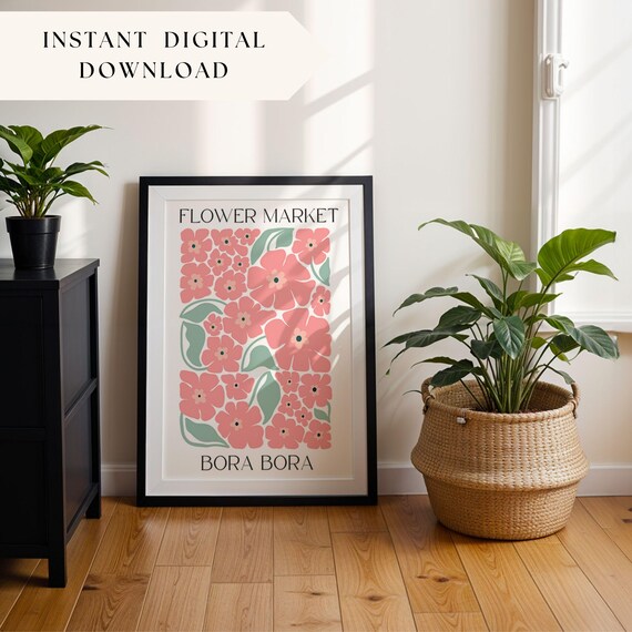 Bora Bora Flower Market, Matisse Style Art Print