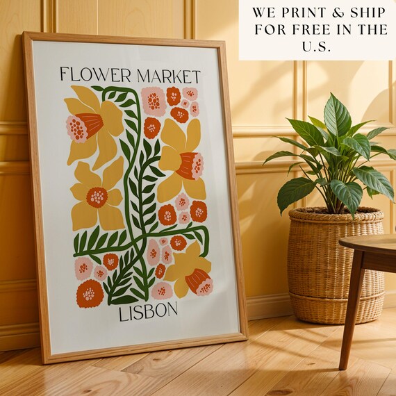 Lisbon Flower Market, Matisse Style Art Print