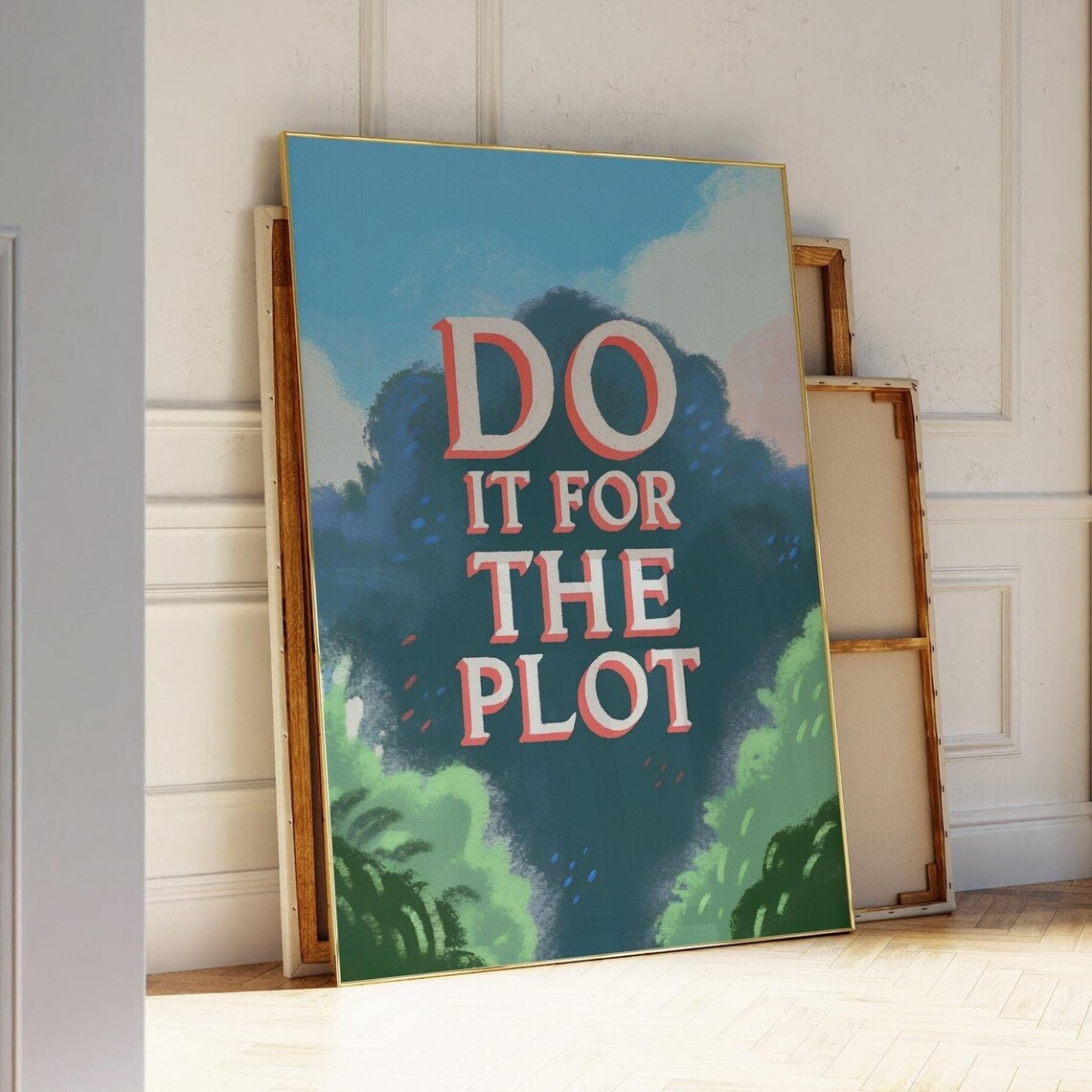 Do It for the Plot Quote Poster Vintage Forest Green Retro Typography