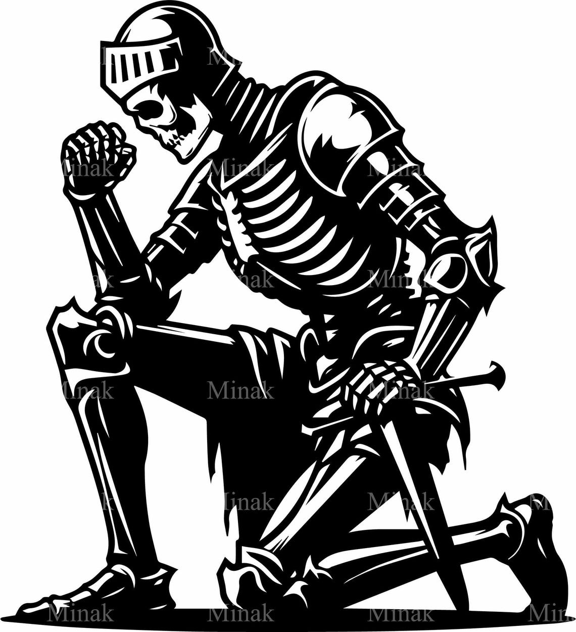 Kneeling Skeleton Warrior Longsword Dark Medieval Fantasy Poster - Image 2