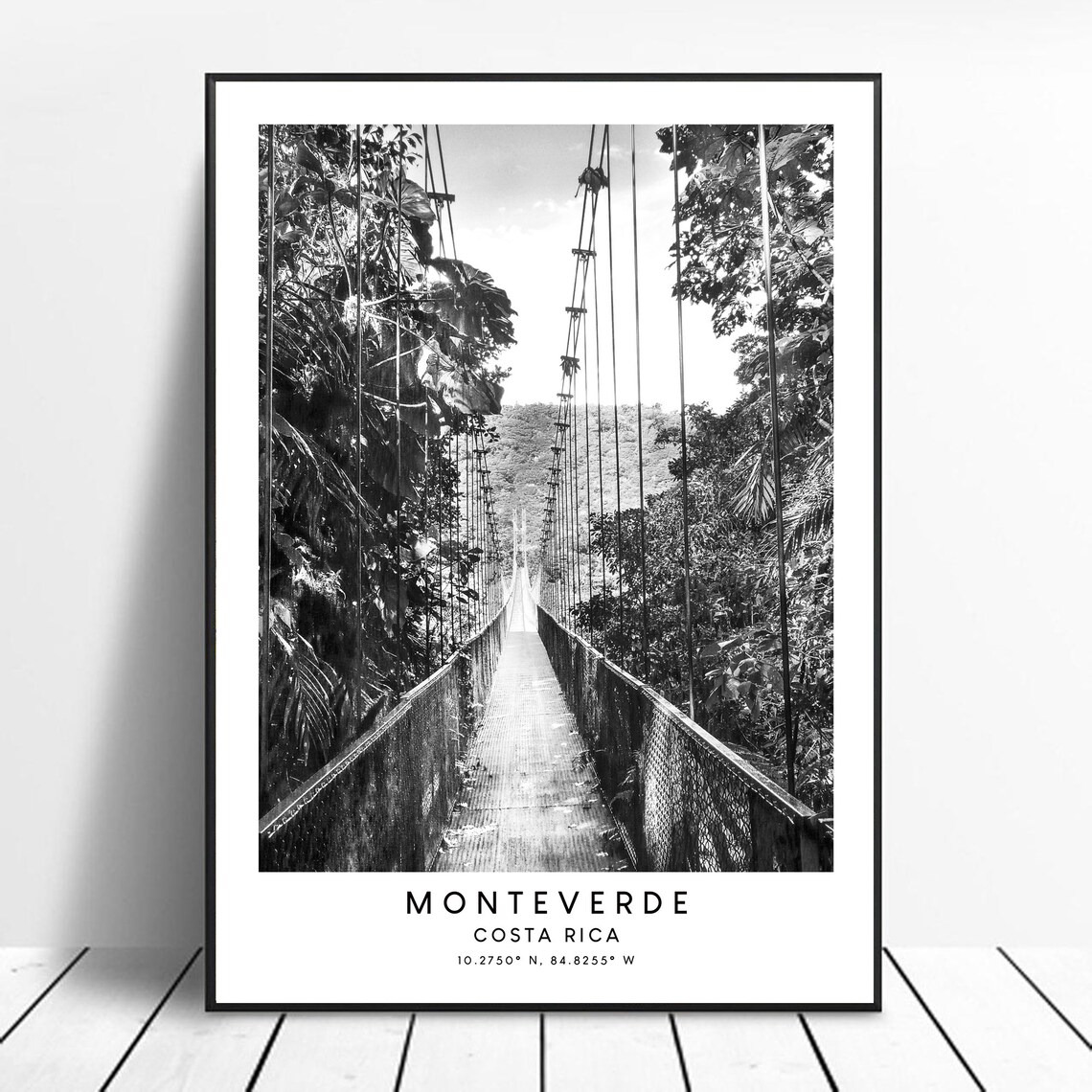 Monteverde Travel Print, Black And White Minimalist