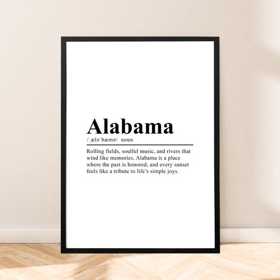 Alabama Minimalist Travel Poster, State Wall Art