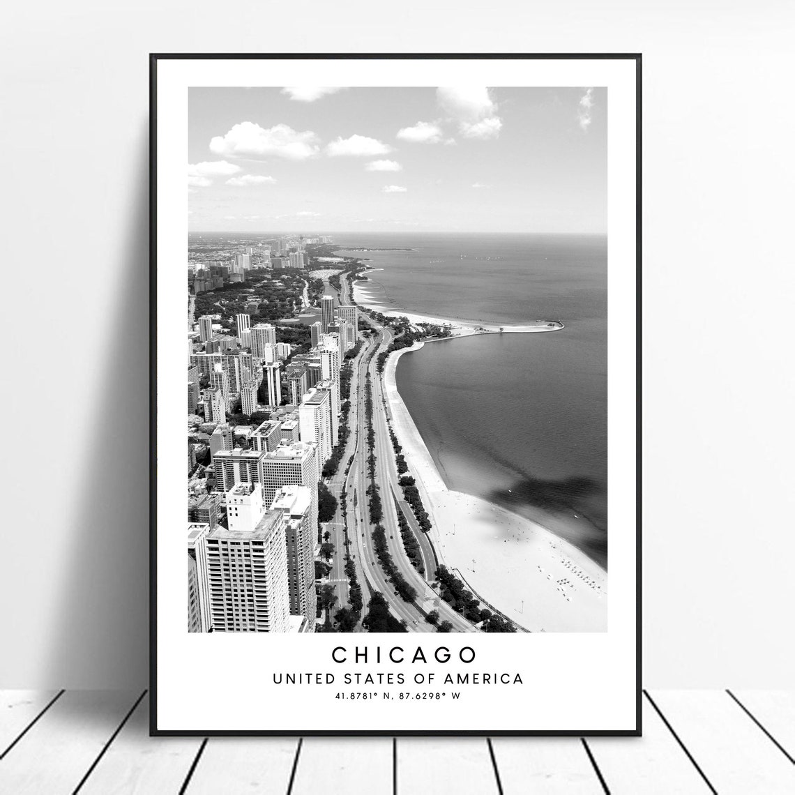 Chicago Minimalist Travel Poster, City Skyline